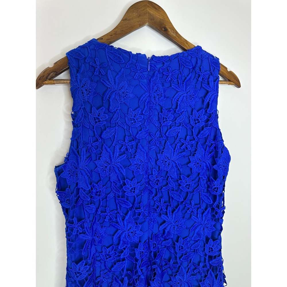 Lauren Ralph Lauren Royal Blue Floral Lace Overlay Sleeveless Sheath Dress Sz 10 - Picture 9 of 15